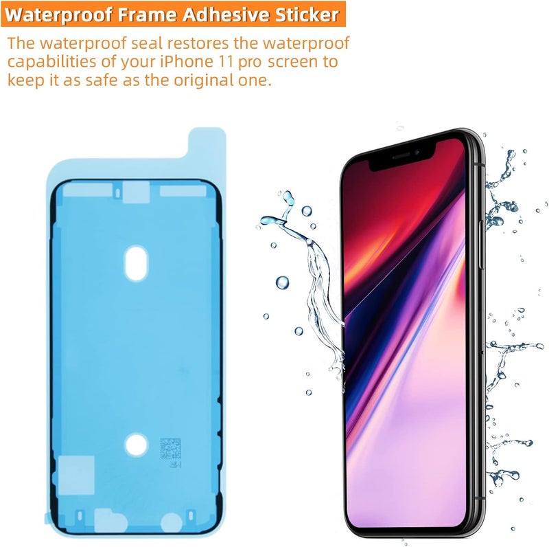 Bsz4uov استبدال شاشة آيفون 11 برو، إطار عرض LCD بحجم 5.8 بوصة مع شاشة تعمل باللمس ثلاثي الأبعاد لطرازات A2160، A2217، A2215 مع مجموعة أدوات الإصلاح + ملصق لاصق إطار مقاوم للماء + زجاج مقسى - Image 5